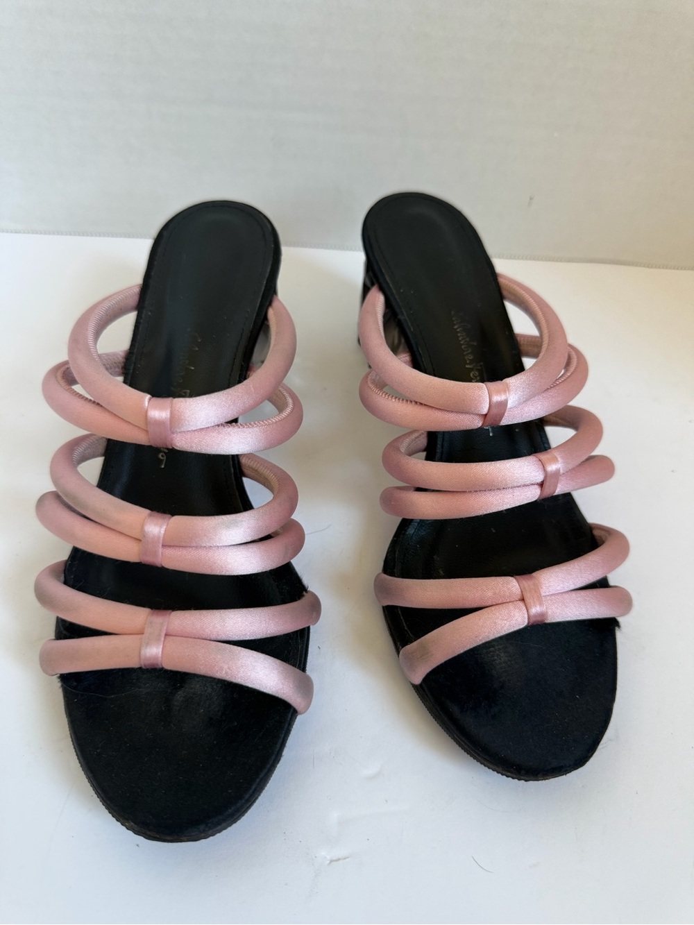 Salvatore Ferragamo Pink Multi-Strap Sculpted-Heel Sandals - Picture 2 of 7